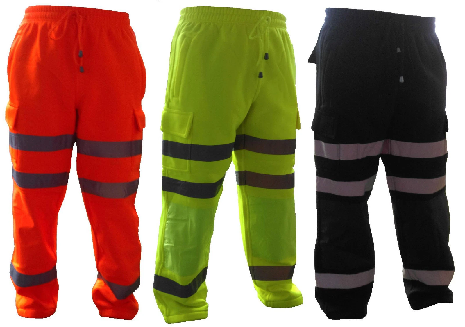 Mens Hi Vis Cargo Combat Reflective Safety Jogging Bottom Trouser Workwear S-4XL