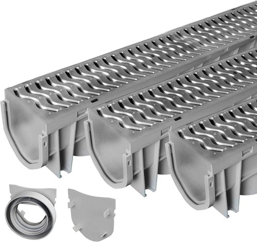 Eco-Friendly Trench Drain Set with Interlocking Design - Galvanized Steel Grates - Picture 3 of 6