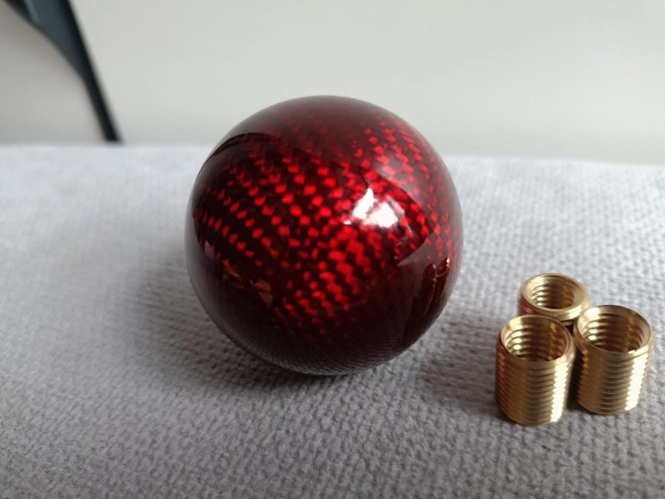 Carbon red shift gear knob for HONDA CIVIC SUBARU MAZDA COROLLA EVO 86 STI LEXUS - Image 3 of 4