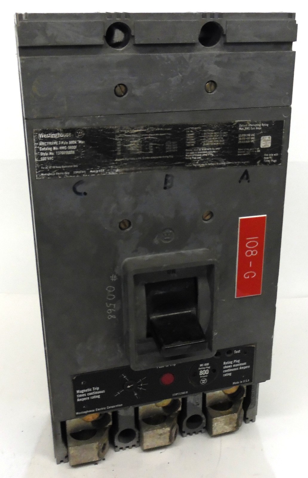 WESTINGHOUSE 800 AMP CIRCUIT BREAKER HMC 3800F, 3 POLE, 600VAC | eBay