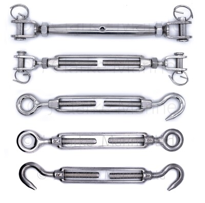 Edelstahl Spannschloss Takelage Schraube Haken Öse Backen Draht Seilspanner A4 316