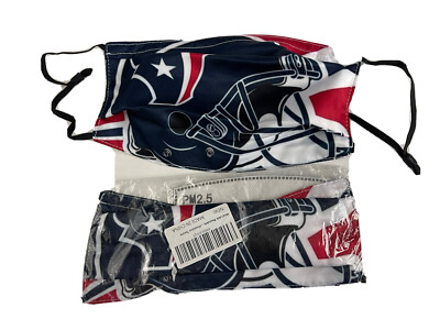 Houston Football Face Mask Reusable Washable Cloth + PM2.5 Filters Set of 2