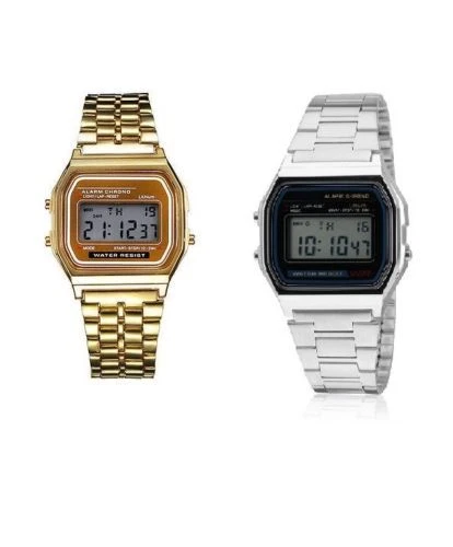 OROLOGIO DA POLSO TIPO CASIO ORO ARGENTO NUOVO NEW UOMO DONNA UNISEX 2017 - Immagine 2 di 2