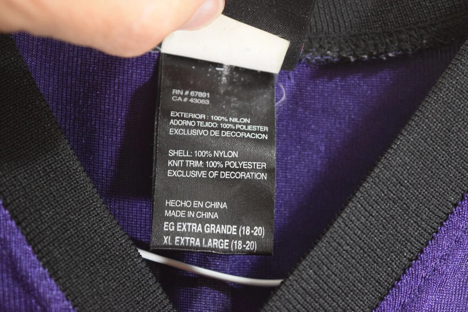 NFL 球队球员青少年 XL 18-20 巴尔的摩乌鸦队 FLACCO 5 网眼紫色球衣 — 第 4/4 张图片