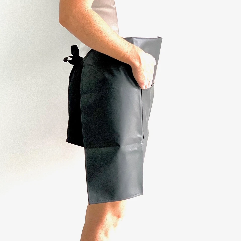 DELANTAL IMPERMEABLE LAVABLE PVC RESTAURANTE BOLSILLO NEGRO COCINA BABERO ESCUELA COCINA Foto 2 de 4