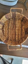Rustic 11in Round Wicker Basket With Handles Brown In Color