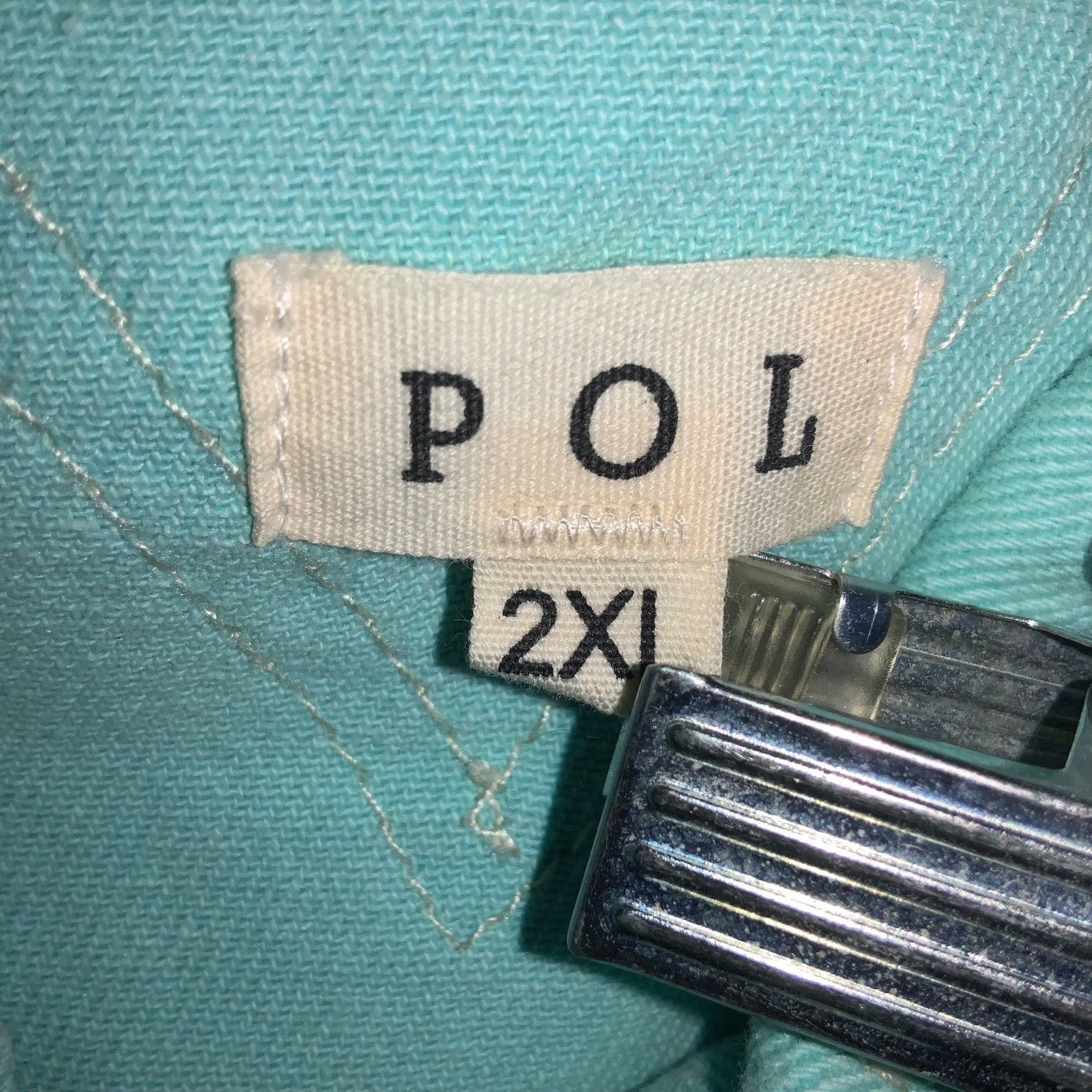 POL aqua plaid button front Patchwork shacket Sz … - image 9