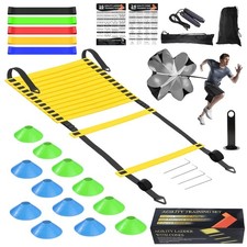 Speed Agility Training Equipment Set, Agility Ladder 20ft, 12 Football Cones,...