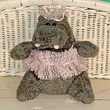 Russ Berrie Henrietta Hippo Ballerina Plush 9" Stuffed Animal Gray w/ Pink Tutu