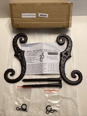 John Wright 88-254PC Pair of Iron Scroll Shutter Lag Powder Coat Tiebacks