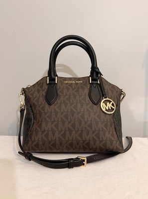 Michael Kors Coraline Satchel Crossbody Bag Brown Black 38S1C2CM6B