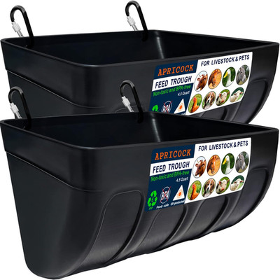Chicken Feeder Waterer, Goat Feeder - 2 Pack, 5.5 Quart, for Goats Chickens Duck
