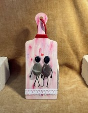 Handmade Wooden Pebble Couple Art Work On Board, Gift Idea