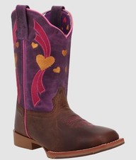 Dan Post Little Girl's Lottie Tan  Purple Leather Western Boot DPC4023