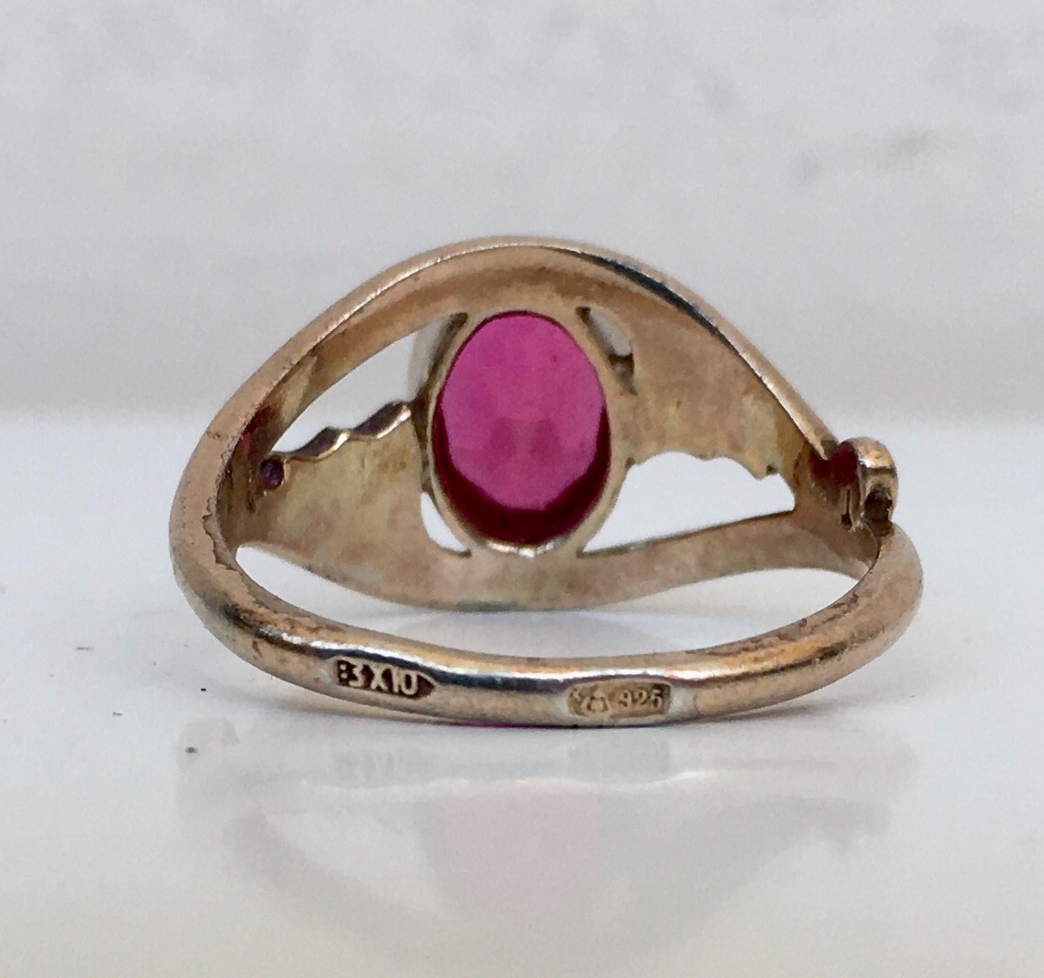Ring №73 Vintage Soviet Red Ruby Ring Silver Ring… - image 18