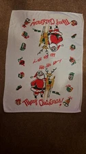 Vintage Christmas Santa Claus hand towel Ho Ho Ho Cannon Merry Christmas