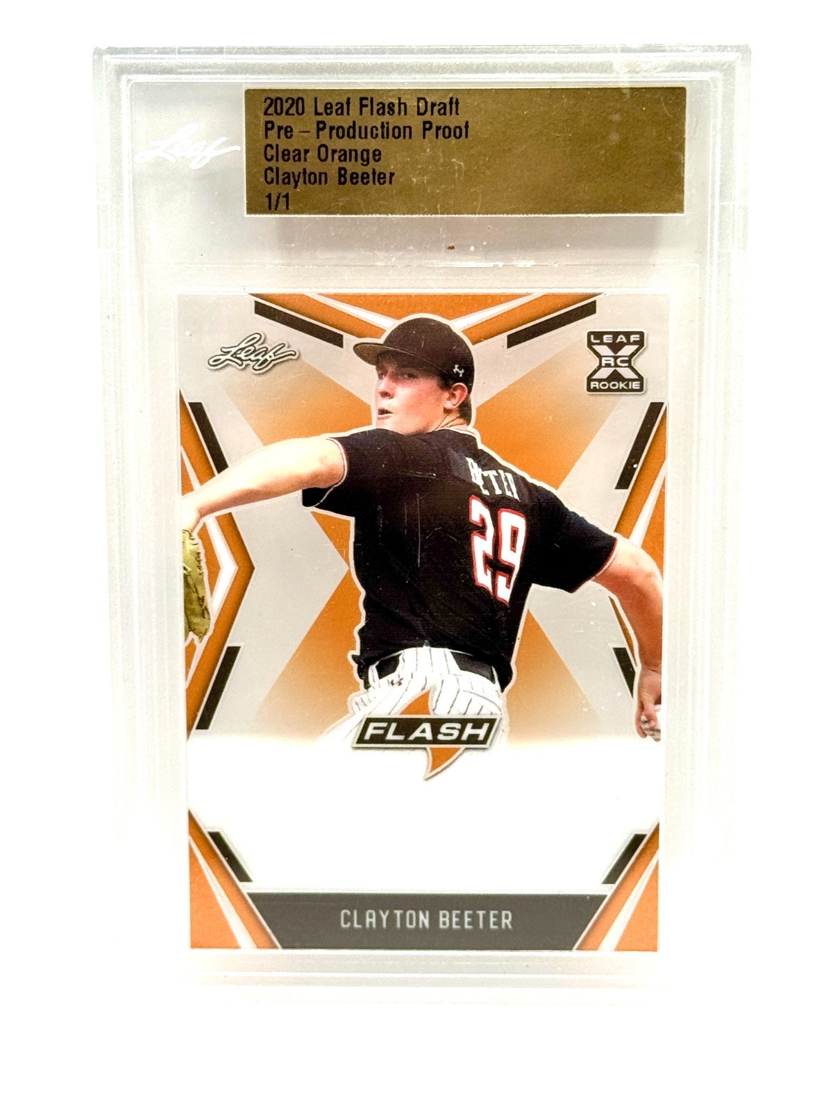 2020 Leaf Flash Draft Clayton Beeter Clear Orange Production Proof 1/1 RC