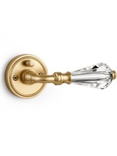 1 Pack Gold Glass Door Lever Privacy Crystal Door Levers Satin Brass Door Lev...