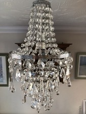 Vintage Style Waterfall Crystal Glass Droplet & Chrome Chandelier Ceiling Light