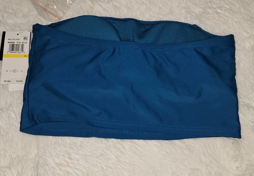 SALT + COVE Junior Bikini Tubino Top Blu Teal TAGLIA MEDIA Nuovo - Foto 4 di 4