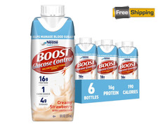 Glucose Control Nutritional Drink Protein Shakes, Creamy Strawberry 8 fl oz,6 PK