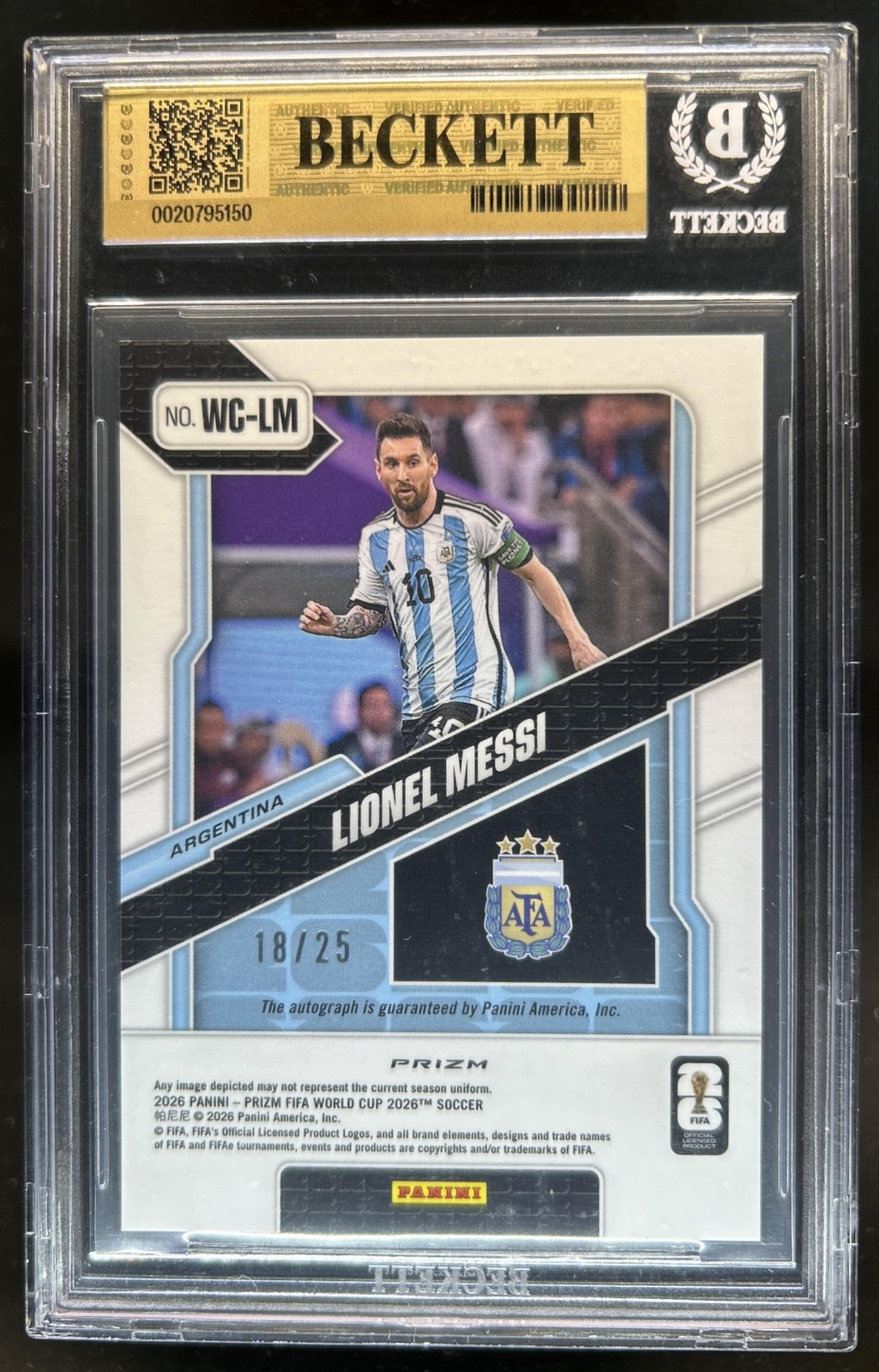 2026 Prizm World Cup Lionel Messi Winning Captains Blue Auto #/25 BGS 9.5/10 view 2