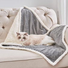 Pet Blankets for Cats - Waterproof Cat Blanket Washable - Sherpa Fleece Puppy Bl