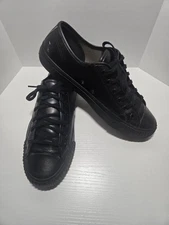 PF Flyers Triple Black Sneakers Low Top Mens 11.5 Women’s 13 Canvas Lace Ups