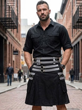 Men's Scottish Elegant Black Utility Kit with White Nylons