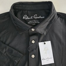 Robert Graham Polo Shirt Mens L Black Canto Classic Fit NEW Performance Golf