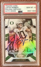 Justin Herbert Oregon Ducks 2020 Certified Rookie Signed Auto PSA/DNA Slab Card. rookie card picture