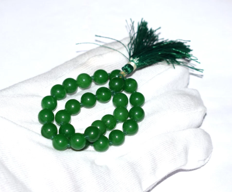 108 Cuentas Esmeralda Jade Piedra Preciosa Suave 8 mm Meditación Oración Guru Japa Mala Foto 4 de 4