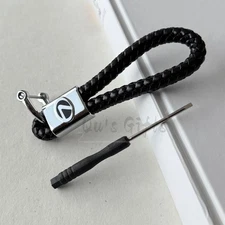 Lexus Logo Black Weave Calf Leather Keychain US Seller Free Shipping