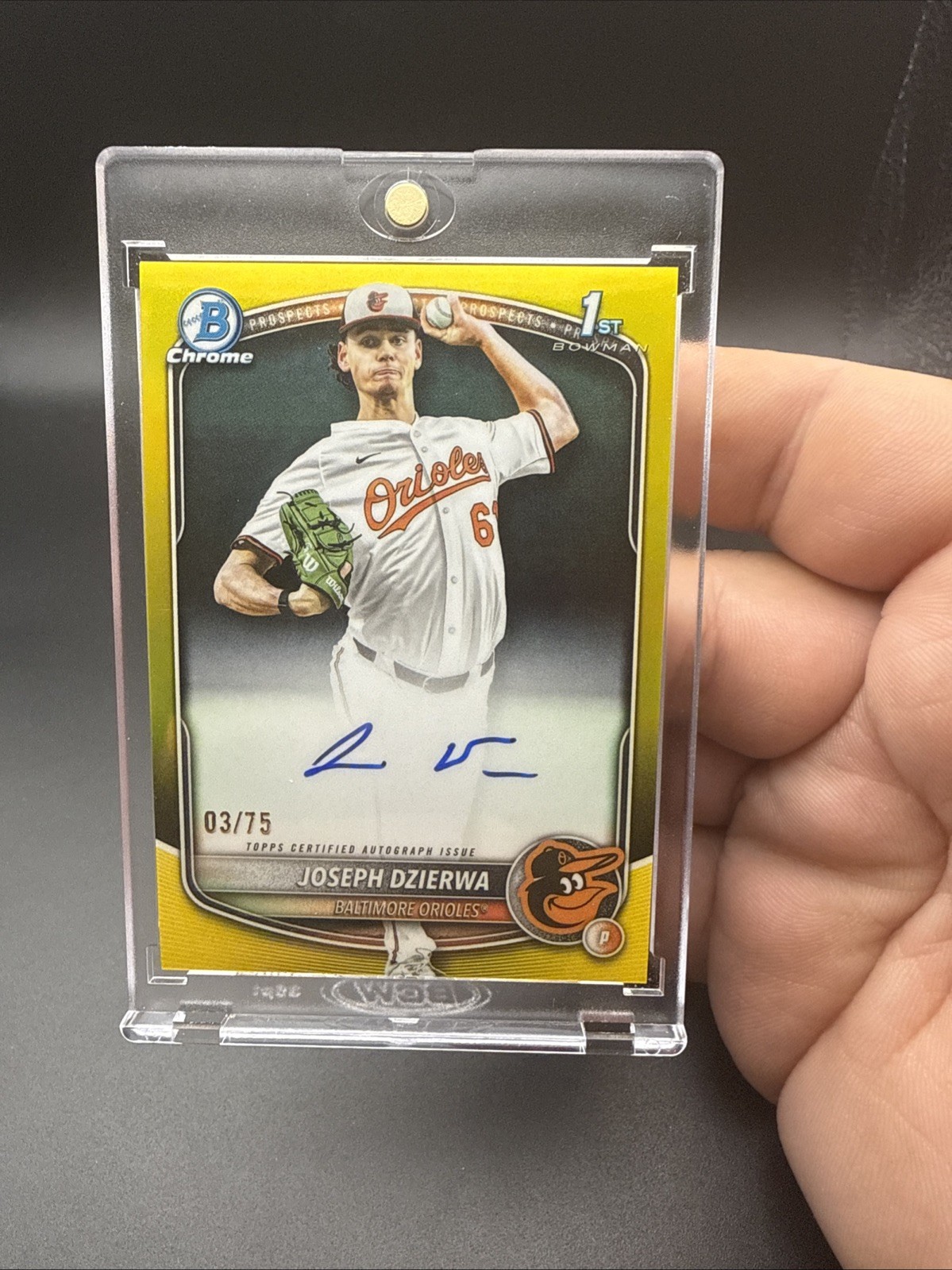 2025 Bowman Draft Chrome Joseph Dzierwa Yellow Refractor Auto /75 #CPA-JD (AU)