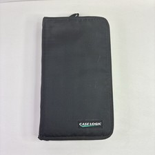 Vintage CASE LOGIC CD Folio Zippered Case Black Holds 48 CD's 12 Sleeves READ