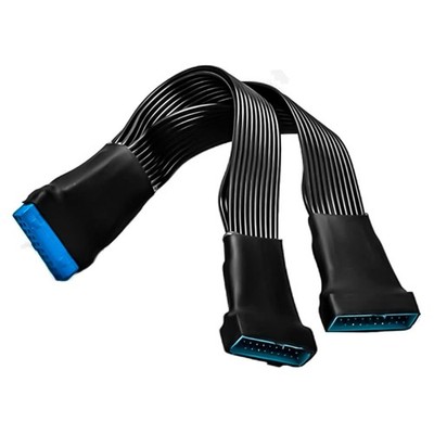 USB 3.0 Header Extension Cable, 1-to-2 Y-Splitter, 15cm, Black, for Motherboard