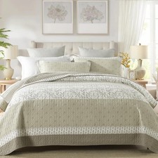 Quilt King Size - 100 Cotton Quilt Set with Matching Shams, Vintage Floral D...