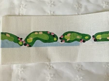 Jane Nichols Needlepoint Belt Canvas Green Turtles 18 Count Mono New