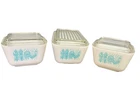 PYREX Amish Teal Butter print Refrigerator Set With Lids 501 502 6pcs Immaculate