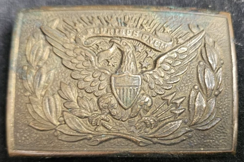 Antique Civil War Era Brass Eagle Belt Buckle & Leather Belt, US Army