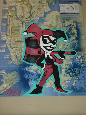 Harley Quinn MTA Subway Map - Original Painted Art - 23 X 32 Inches