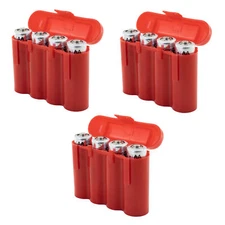 3 RED AA AAA BATTERY BATTERY PLASTIC STORAGE CASE HOLDER BOX USA SHIP