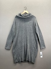Liz Claiborne Womens Gray Sweater Dress Pullover Cowl Neck Long Sleeve Size L