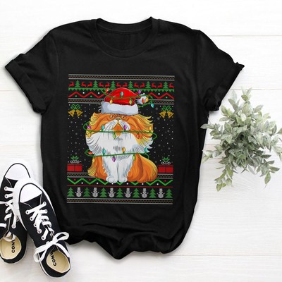 Xmas Lights Ugly Style Santa Persian Cat Christmas T-Shirt