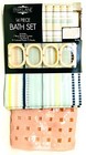 Park Lane 14 Pc Bath Set PEVA Shower Curtain Tub Mat & 12 Colored Plastic Hooks