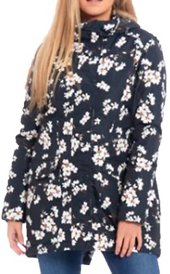Warmer Fleece gefütterter Mantel feste Kapuze Damen Parka 2 Außen- und 1 Innentasche Damen