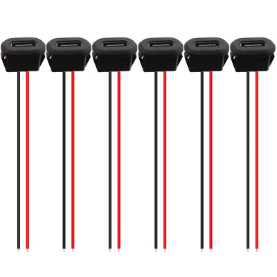 6er Set USB-C Buchsen für Panelmontage, 2-Draht, 3A Typ-C Einbau