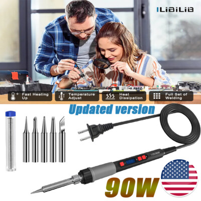Soldering Iron Electric Gun Adjustable Temperature 90W Welding Solder Wire Kits