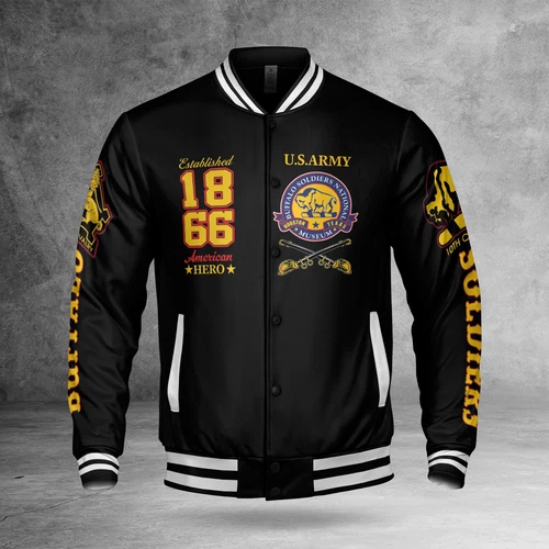 Throwback Hero 1866 Buffalo Soldiers Jacket Army Racing 3D Baseball Jacket