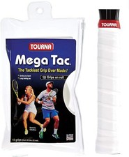 Tourna Mega Tac Extra Tacky Overgrip, White, 10-Pack
